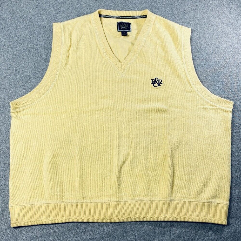 Vintage R&R Pro 100% cotton Men's Thick Knit Vest Size XL Yellow